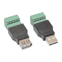 USB (female/male) удлинитель по витой паре, AM-AF/RJ45, под зажимные винты
